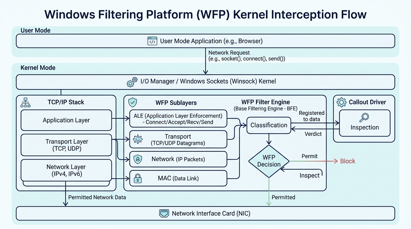 Windows Filtering Platform 过滤分层架构